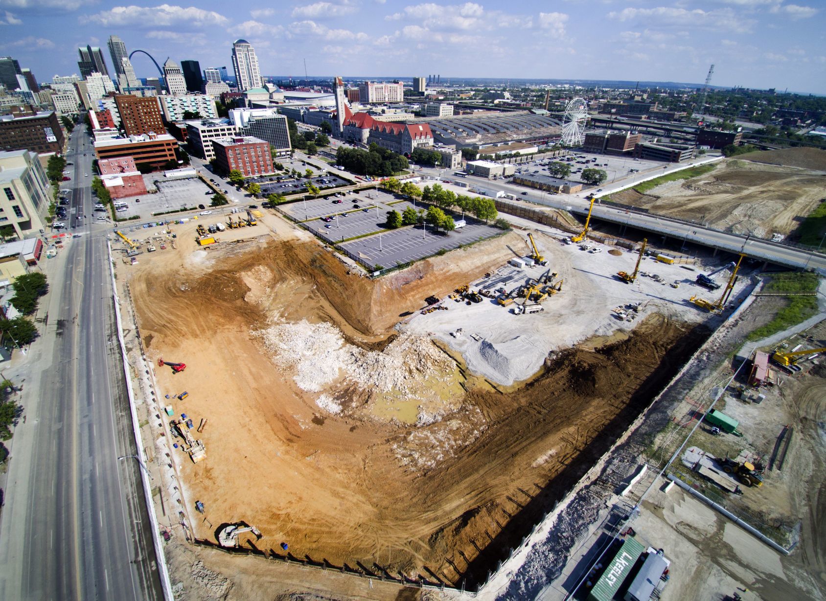 Early stages of Major League Soccer stadium construction in St. Louis